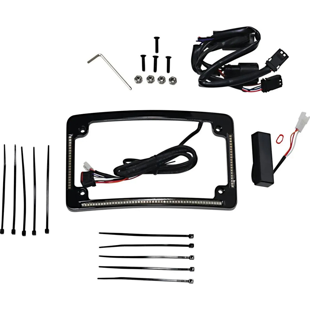 Marco de matrícula LED curvo — curvatura 12°, aluminio negro, horizontal