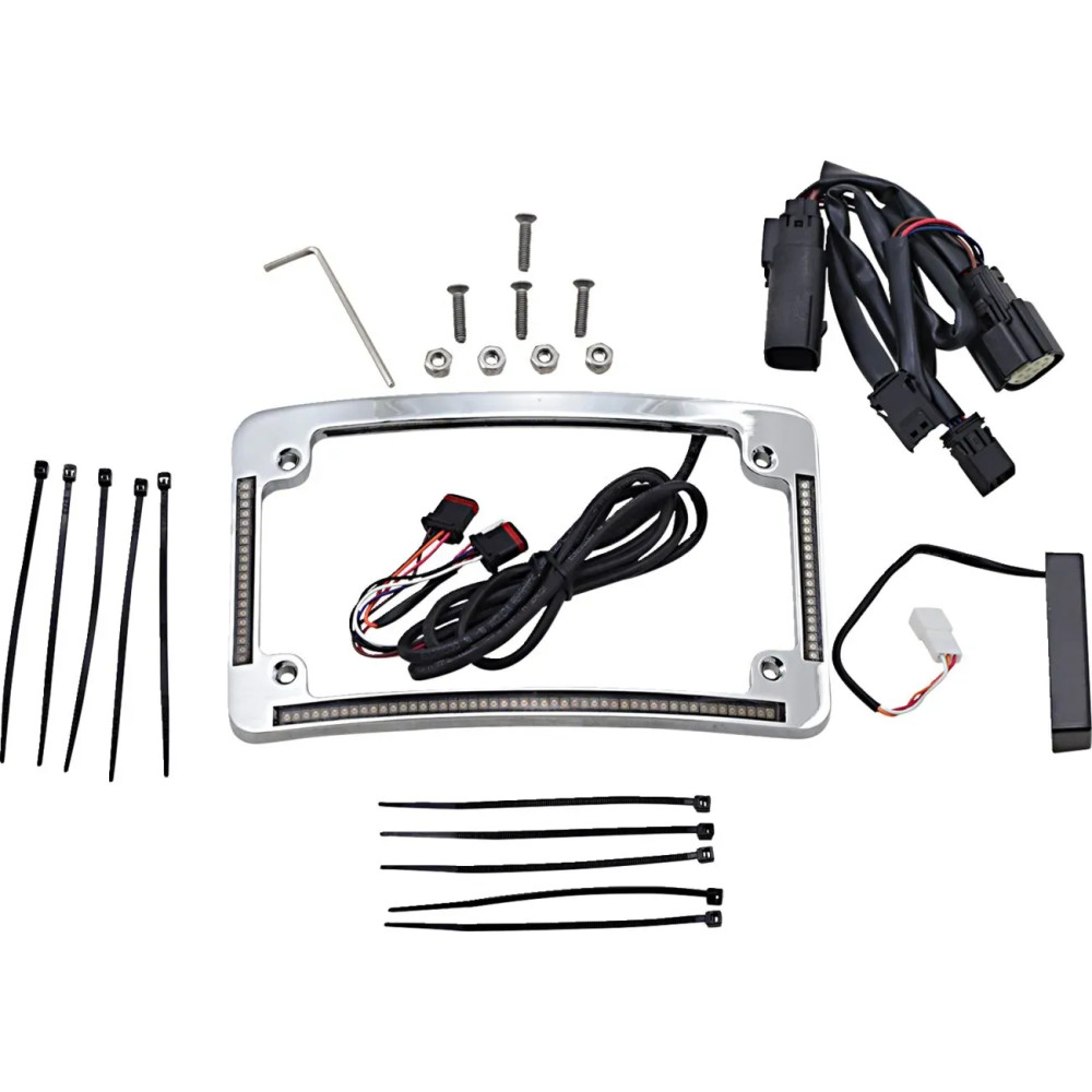 Marco LED curvo para matrícula — 12° curvado, horizontal, cromado, para Harley-Davidson®