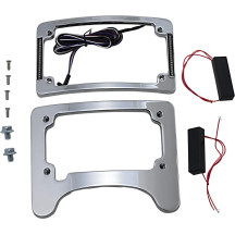 Eliminador de intermitentes con marco de matrícula iluminado Tri-Radius — para Harley-Davidson, carcasa cromada