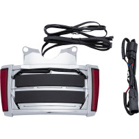 Marco de matrícula iluminado LED — Harley-Davidson®, cromado, lente roja