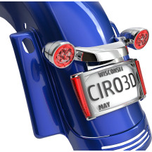 Marco de matrícula iluminado LED — Harley-Davidson®, cromado, lente roja