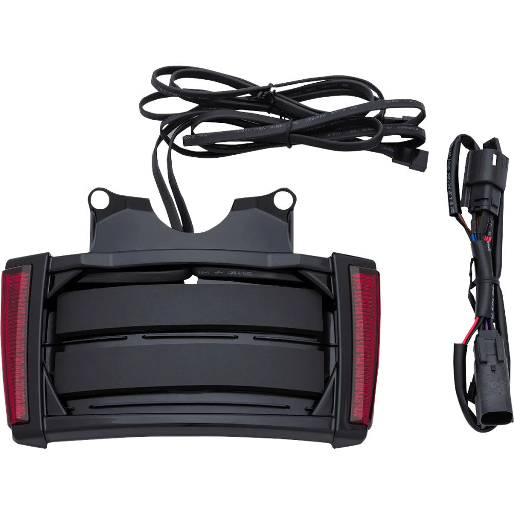 Marco de matrícula iluminado LED — para Harley-Davidson®, carcasa negra, lente roja