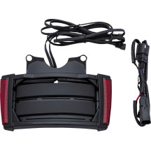 Marco de matrícula iluminado LED — para Harley-Davidson®, carcasa negra, lente roja