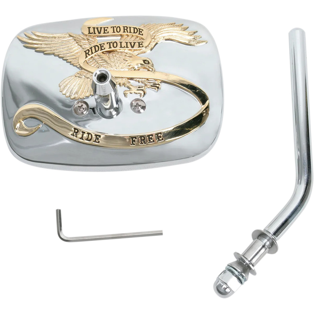 Live to Ride Custom Mirror — 25 mm (1") mounting, clamp-on, Chrome/Gold