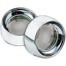 Deep-Dish Bezels with Lens for Bullet Turn Signals — Smoke lens, Chrome housing, Pair