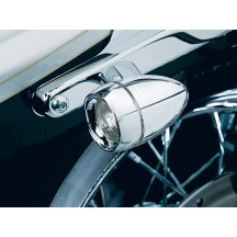 Deep-Dish Bezels with Lens for Bullet Turn Signals — Smoke lens, Chrome housing, Pair