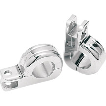 Two-Piece Foot Peg Clamps — 1-1/4" outside diameter, clamp-on, chrome