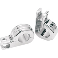 Two-Piece Foot Peg Clamps — 1-1/4" outside diameter, clamp-on, chrome