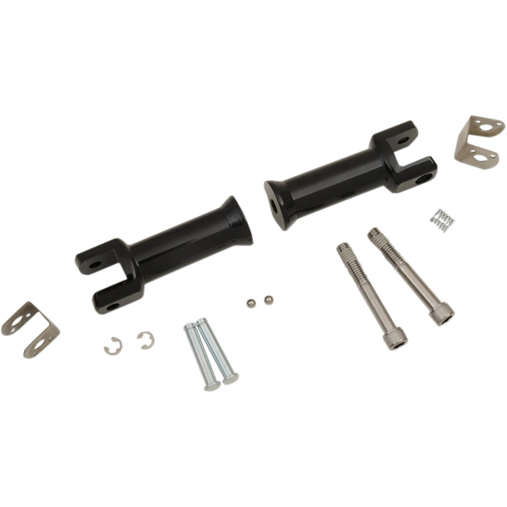 Passenger Foot Peg Mount Kits — left & right mounts, black gloss