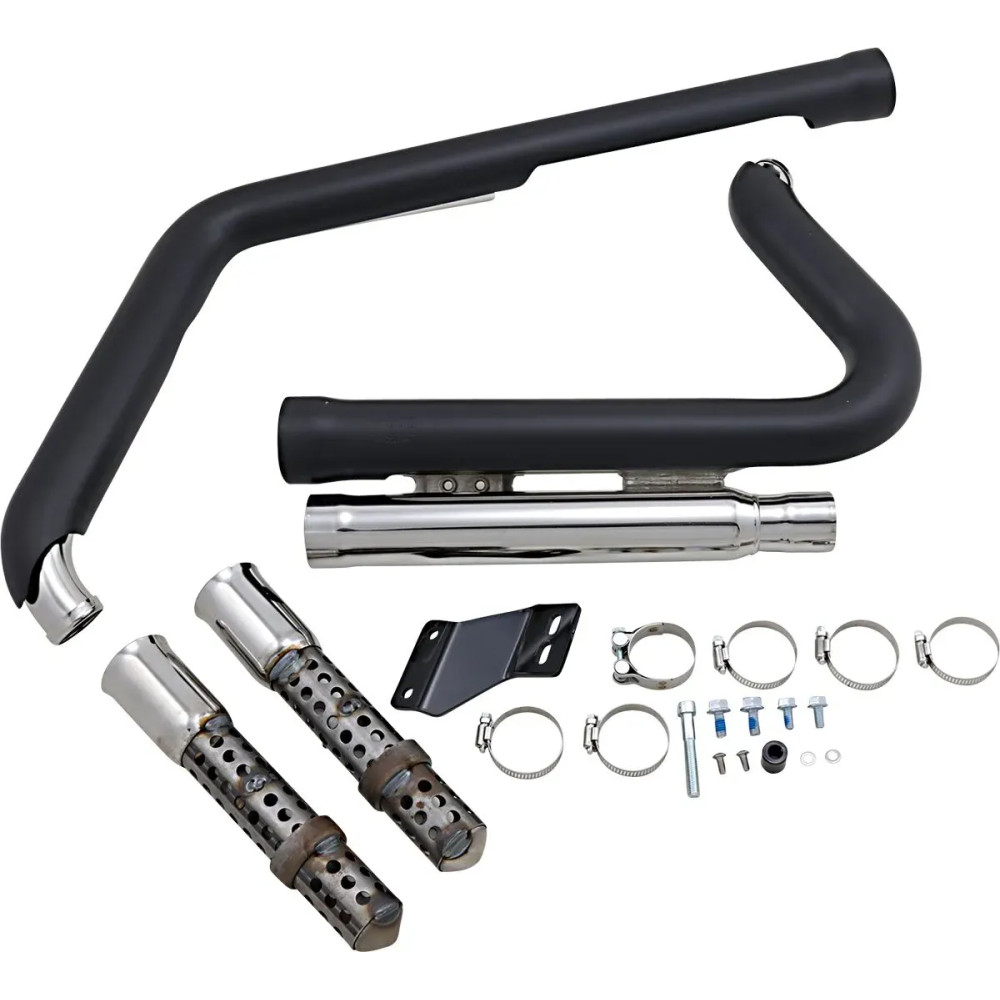 Speedster 909 Exhaust System — 88.9 mm muffler, 2-into-2, short system, Black