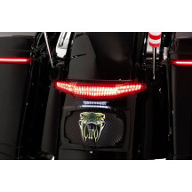 Latitude luz trasera y soporte para matrícula — Harley-Davidson, carcasa negra, lente roja, LED
