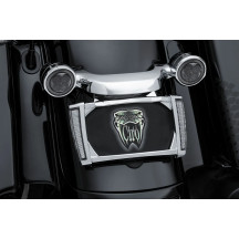 Marco de matrícula iluminado LED — para Harley-Davidson®, carcasa cromo, lente ahumado