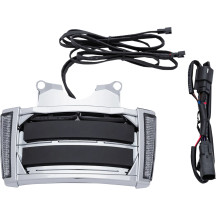 Marco de matrícula iluminado LED — para Harley-Davidson®, carcasa cromo, lente ahumado