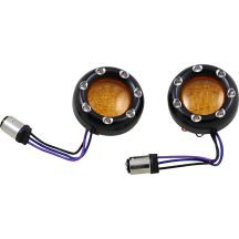 LED "Fire Ring" Kit for Factory "Deuce Style" Turn Signal Housing — dual-filament, fits front & rear, amber lens
