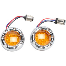 LED "Fire Ring" Kit for Factory "Deuce Style" Turn Signal Housing — Dual filament, Amber lens