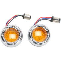 LED "Fire Ring" Kit for Factory "Deuce Style" Turn Signal Housing — Dual filament, Amber lens