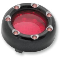 LED "Fire Ring" Kit for Factory "Deuce Style" Turn Signal Housing — dual-filament, red lens, black housing, pair