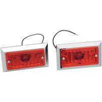 Marker Lights — 3-3/4" x 2-1/4", 12V, chrome, red lens