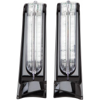 Luces de panel de relleno — Harley-Davidson, carcasa negra, ámbar/rojo LED, par