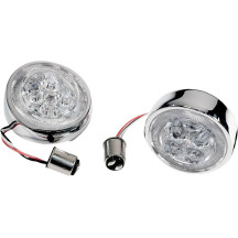 Insertos Fang® para intermitentes — LED, rojo, cromado, trasero, par