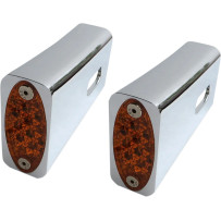 Fender Strut LED Marker Lights — chrome housing, amber lens