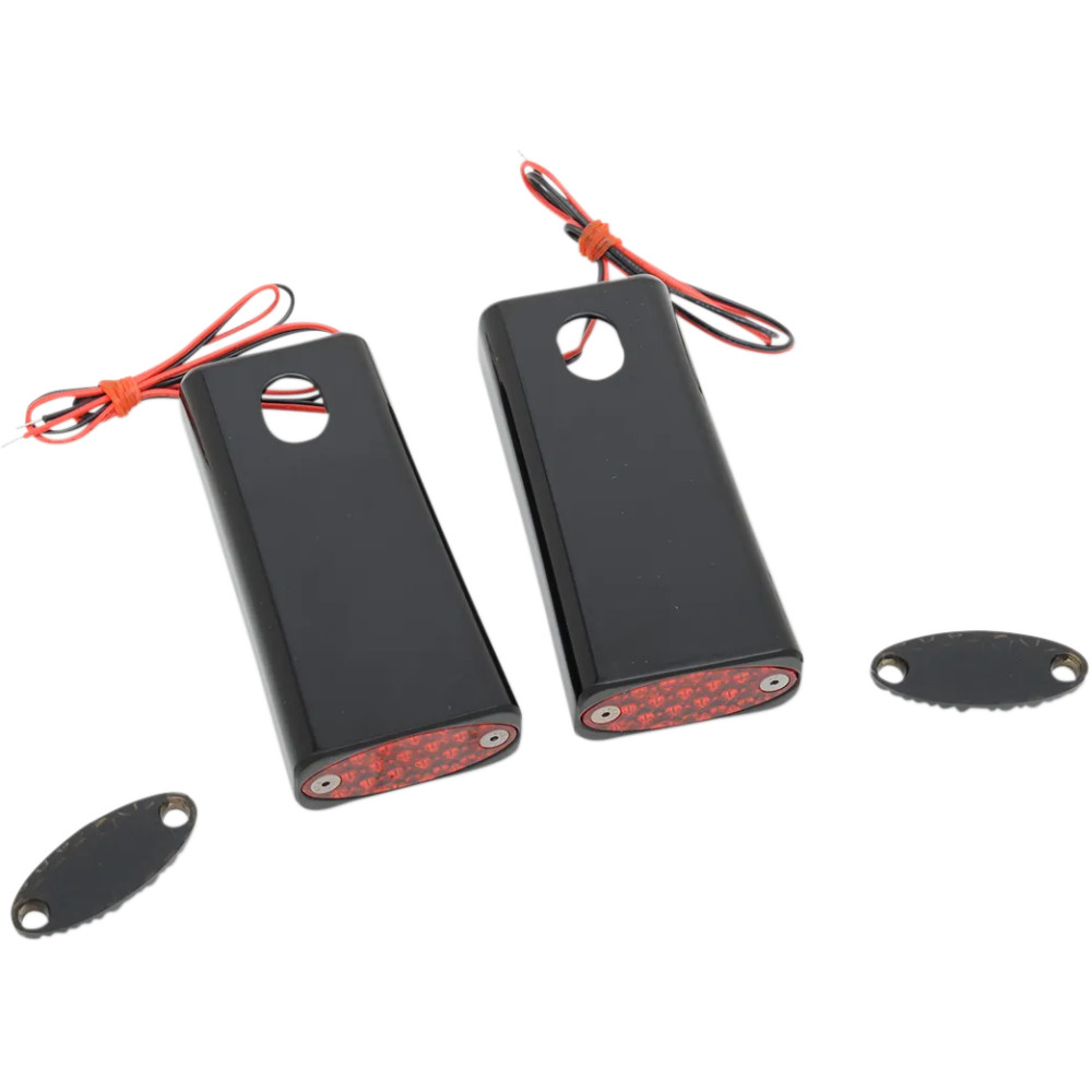 Fender Strut LED Marker Lights — black housing, red lens