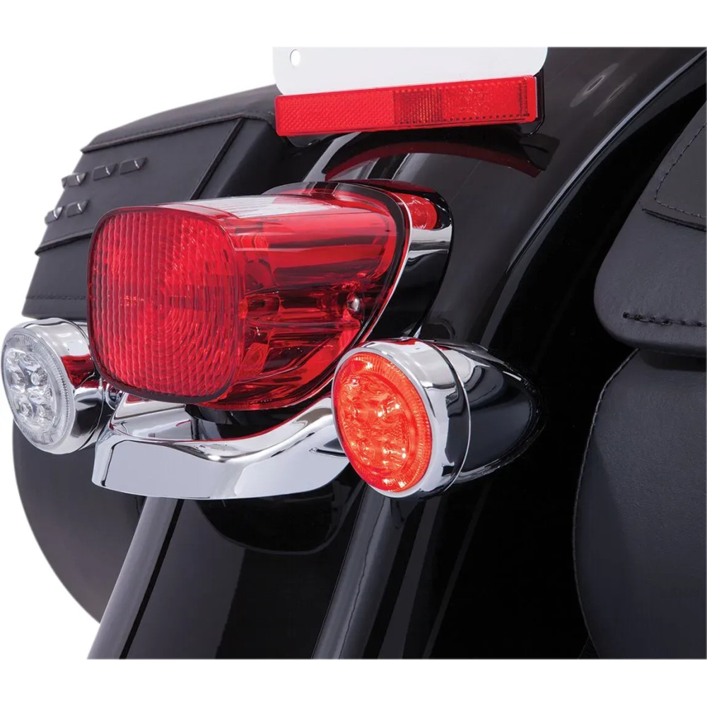 Fang® Rear Turn Signal Light Inserts — Red LED, Clear Lens, Chrome Housing