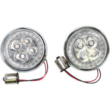 Fang® Rear Turn Signal Light Inserts — Red LED, Clear Lens, Chrome Housing