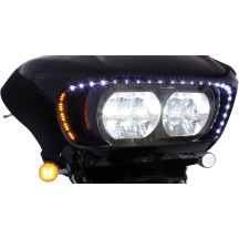 Acento iluminado de carenado Road Blade™ LED — carcasa negra, LED blanco y ámbar