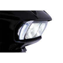 Embellecedores de faro Fang® — cromo, LEDs blanco/ámbar, lente transparente