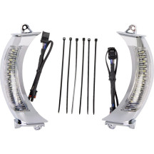 Embellecedores de faro Fang® — cromo, LEDs blanco/ámbar, lente transparente