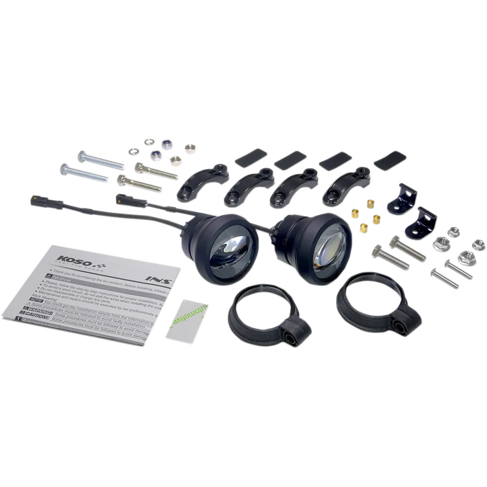Kit de luz antiniebla LED — diámetro 75 mm, longitud 63,5 mm, 12 V, montaje giratorio, negro