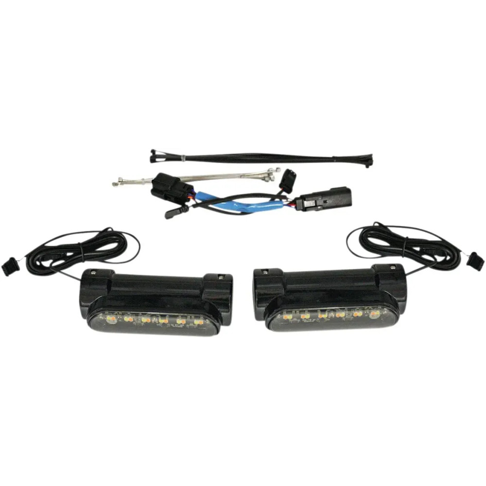 Dynamic Engine Guard LEDs — 4-7/8" long, fits 1-1/4" engine guards, 5" straight mounting area, Black