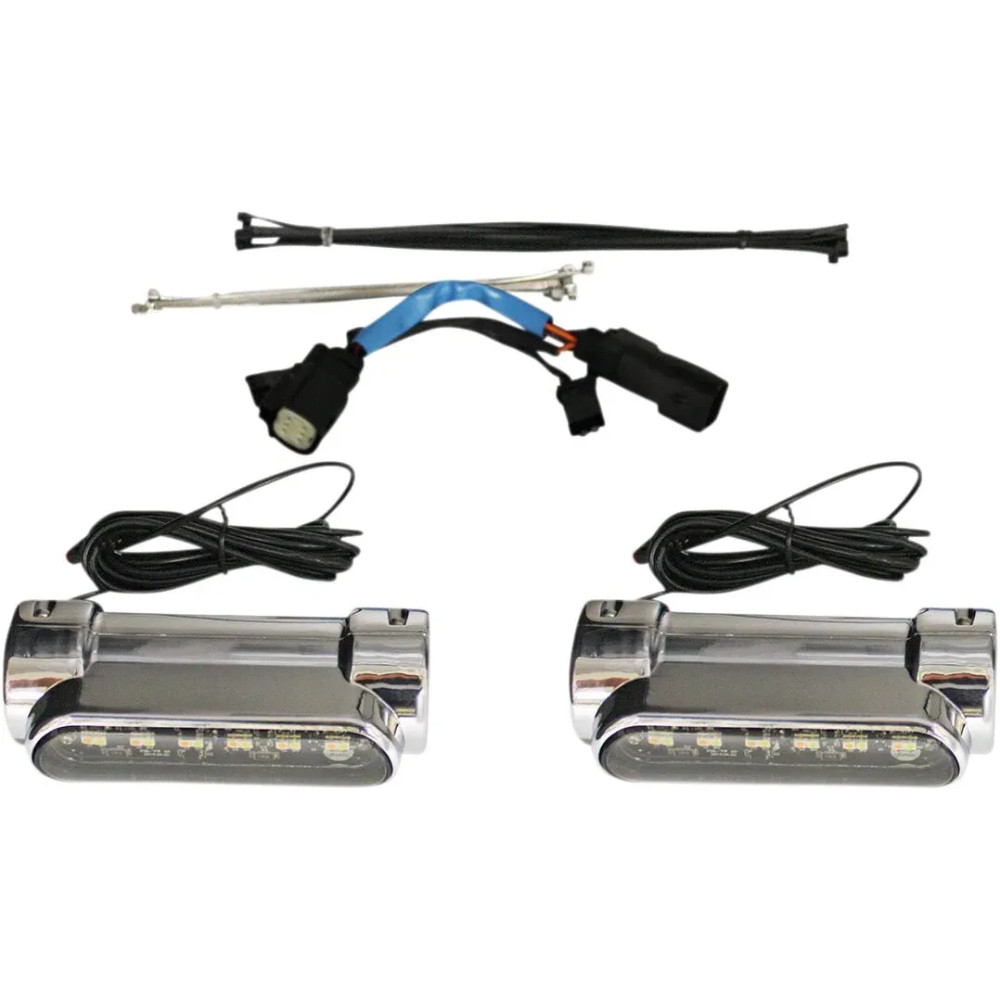 Dynamic Engine Guard LEDs — Harley-Davidson®, 12 LEDs, Chrome housing, White light