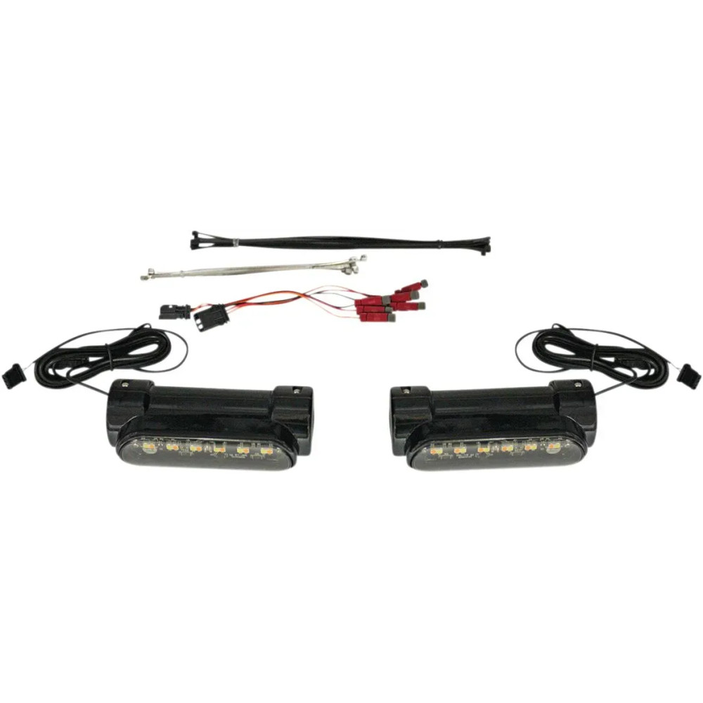 Dynamic Amber/White Engine Guard LEDs — 4-7/8" long, fits 1-1/4" engine guards, black