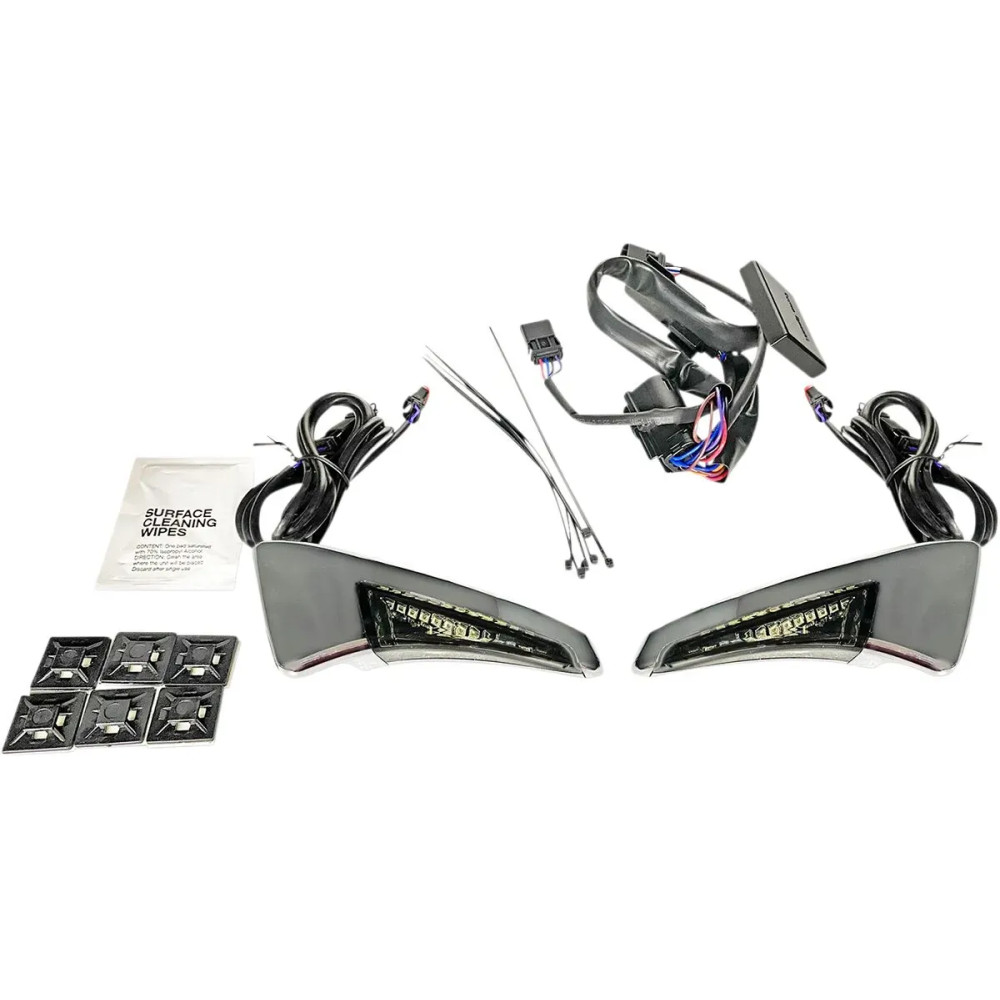 Sequential Tour Pak Seat Back Rest LED Lights — fits Harley-Davidson King & Ultra style Tour Pak, smoked lens
