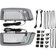 Tracer LED Fairing Lower Grill Inserts — Pair, Chrome trim