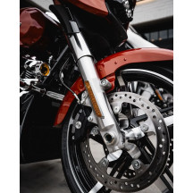 LED Front Fork Lightz™ — Harley-Davidson®, Amber lens, Chrome housing, Pair, 12V