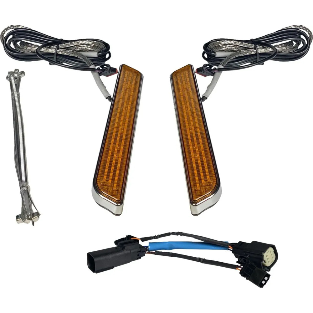 LED Front Fork Lightz™ — 12V, pair, chrome housing, amber lens, fits Harley-Davidson®