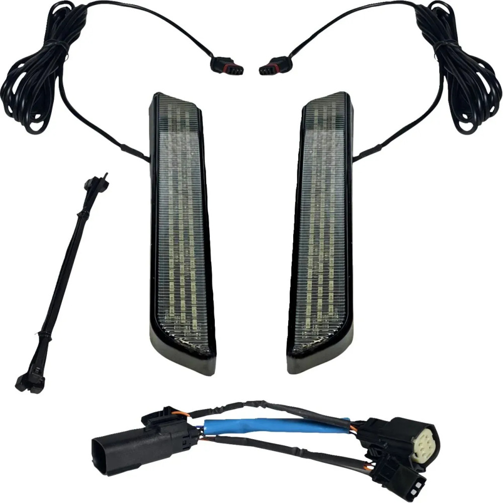 LED Front Fork Lightz™ — Pair, 12V, Black housing, Smoke lens