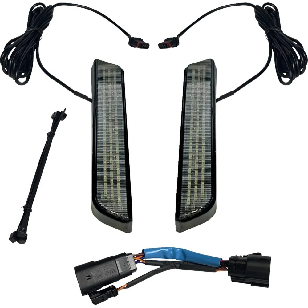 LED Front Fork Lightz™ — 12V, Black housing, Smoke lens, Pair, Fits Harley-Davidson®