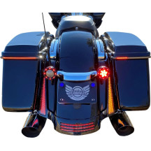 Luces de panel de fascia bicolor LED — Harley‑Davidson guardabarros trasero, ámbar/rojo, lente ahumada