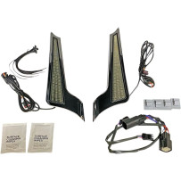 Paneles LED bicolor de fascia — 45 LEDs, montaje trasero para Harley‑Davidson®, lente ahumada, carcasa cromada