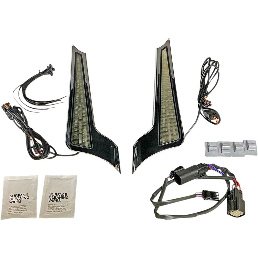 Paneles LED bicolor de fascia — 45 LEDs, montaje trasero para Harley‑Davidson®, lente ahumada, carcasa cromada