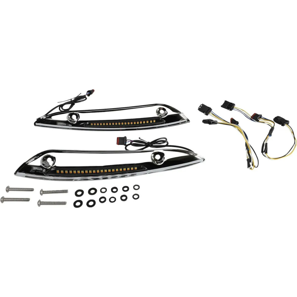 Genesis® 4 Dynamic LED Road Glide® Embellecedor del parabrisas — Harley-Davidson®, LEDs ámbar y blanco, lente ahumada