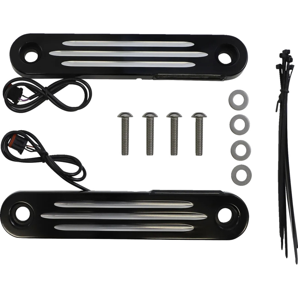 ProBEAM® Dynamic Strips™ V2 Señales de giro delanteras — LEDs ámbar y blancos, lente ahumada, par