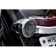 Fang® Rear Turn Signal Light Inserts — 1157 socket, red LED, smoke lens, chrome, pair