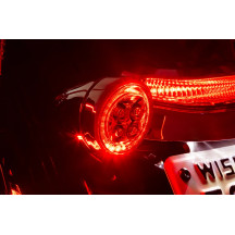 Fang® Rear Turn Signal Light Inserts — 1157 socket, red LED, smoke lens, chrome, pair