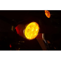 Inserciones delanteras Fang® para intermitentes — casquillo 1157, lente ahumada, carcasa cromada