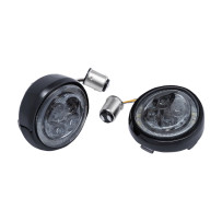 Insertos delanteros de luz direccional Fang® — Encaje 1157, Harley-Davidson®, lente ahumada